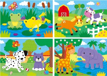 4 Puzzles in a Box Animals (2, 3, 4 & 5 piece)