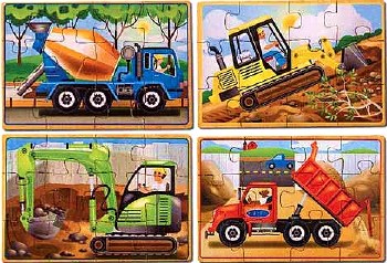 4 Puzzles in a Wooden Box Construction (12 piece)