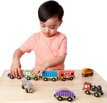 Wooden Magnetic Train Cars (9 Cars)