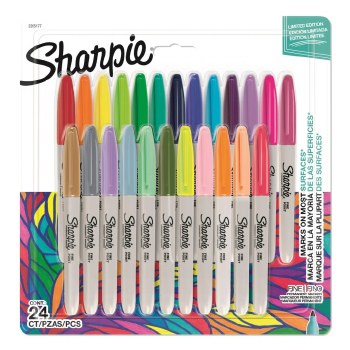 Seasonal Colour Sharpie Permanent Markers Fine Bullet Tip (Pack 24)