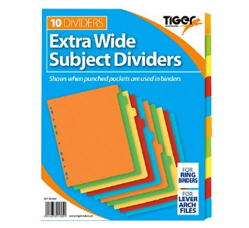 10 Part Card Extra Wide Subject Dividers