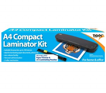 Tiger A4 Laminator & 25 A4 Laminating Pouches