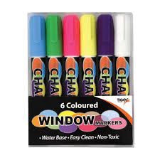 Tiger Window Markers Assorted Colours (Pack 6)