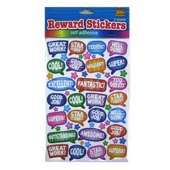 Praise Word Reward & Mini Star Stickers Assorted Colours (300+ stickers)