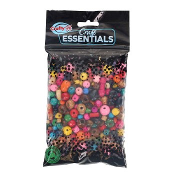 Wooden Lacing Beads 100g Assorted Colours
