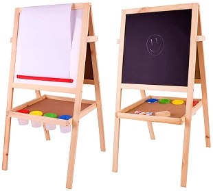 Junior Art Easel (Incl. Paper Roll, 4 Paint Pots, Eraser & Chalk)