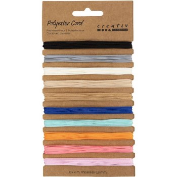 Fine Polyester Cord for Beads 10 Assorted Colours 40m