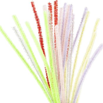 Tinsel Pipe Cleaners 12" Assorted Pastel Colours (Pack 24)