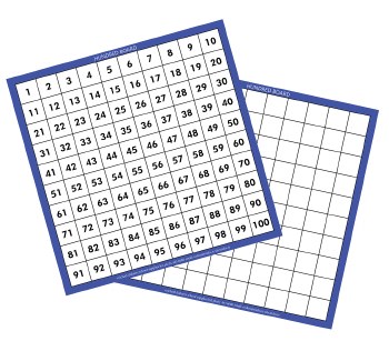 Pupils Hundred Square Boards 28cm x 28cm (Set 10)