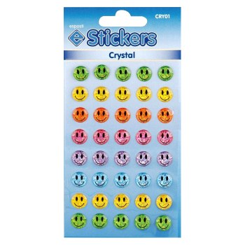 Mini Crystal 3D Smiley Face Stickers 10mm (40 stickers)