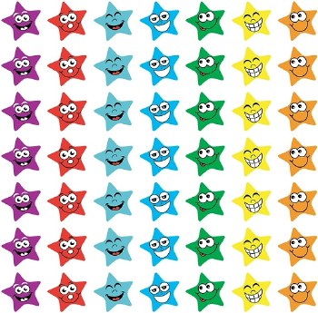 Smiley Face Star Stickers 18mm (245 stickers)