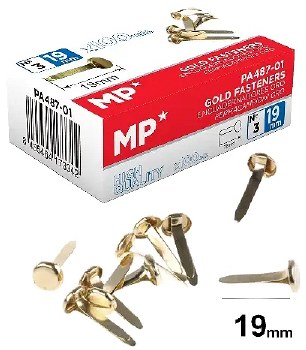 Paper Fasteners Brass 19mm (Box 100)