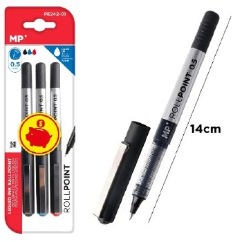 MP* Roller Ball Pens 0.5 Assorted (Pack 3)