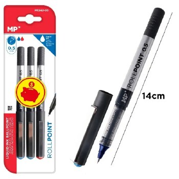 MP* Roller Ball Pens 0.5 Assorted (Pack 3)