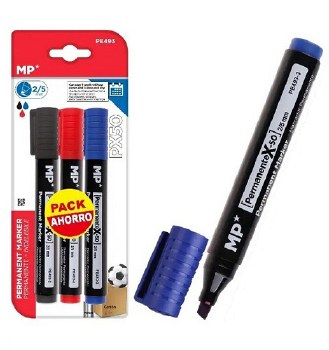 MP* Permanent Markers Chisel Tip Assorted (Pack 3)