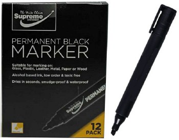Supreme Permanent Markers Chisel Tip Black (Box 12)