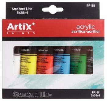 Artix* Acrylic Paint Assorted Colours 35ml (Set 6)