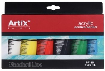 Artix* Acrylic Paint Assorted Colours 75ml (Set 6)