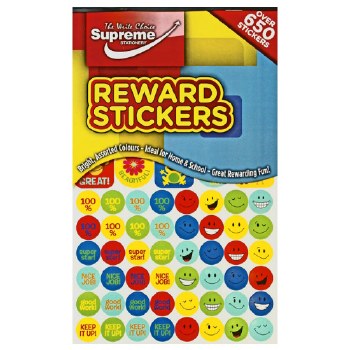 Reward & Smiley Stickers Pad Assorted Styles & Sizes 25mm & 16mm (650+ stickers)