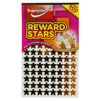 Reward Star Stickers Pad - Gold, Silver & Bronze 12mm (900+ stickers)
