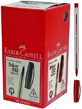 Faber-Castell Red Triangular Grip Biros (Box 50)