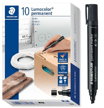 Staedtler Black Permanent Marker Chisel Tip (Box 10)