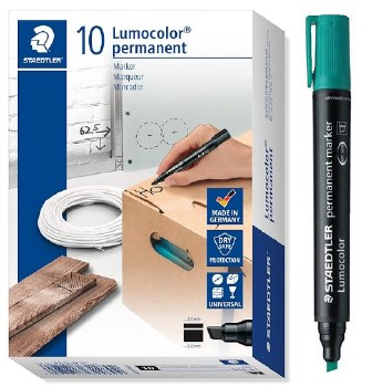 Staedtler Green Permanent Marker Chisel Tip (Box 10)