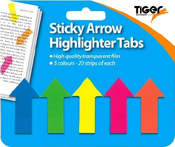 Plastic Sticky Arrow Tabs Neon Colours 45mm x 25mm (Pack 100)