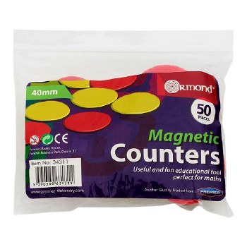 Additional picture of Magnetic Round Counters 2-Coloured Red & Yellow 40mm (Bag 50)