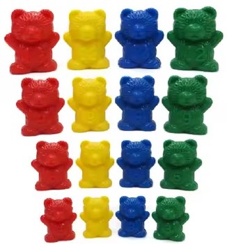 Additional picture of Counting Bears (Tub 192, 4 Colours & 4 Sizes)