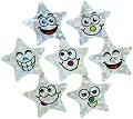 Additional picture of Sparkling Silver Smiley Face Star Stickers 18mm (245 stickers)