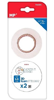 Additional picture of MP* Double-Sided White Foam Tape 1.0mm 19mm x 1.5M (Pack 2)
