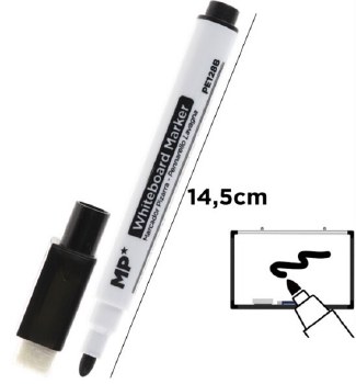 Additional picture of MP* Pupils Whiteboard Markers with Eraser Black (Pack 3)