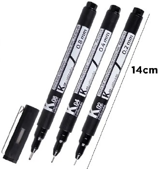 Additional picture of MP* Black Fibre Tip Pens 0.2, 0.4, 0.8 (Pack 3)
