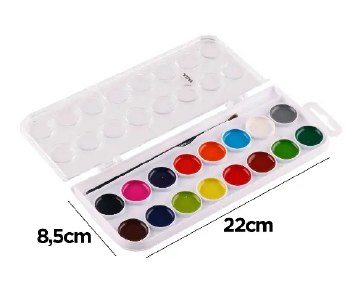 Additional picture of Artix Water Colour Palette & Brush - 16 Colours