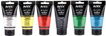 Additional picture of Artix* Acrylic Paint Assorted Colours 75ml (Set 6)