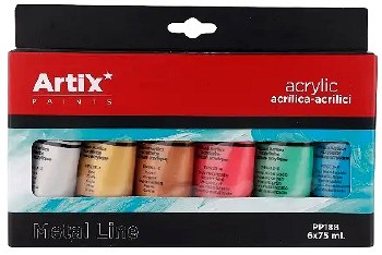 Additional picture of Artix* Acrylic Paint Assorted Metallic Colours 75ml (Set 6)