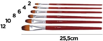 Additional picture of Artix Long Handle Synthetic Fibre Mixed Media Brushes (Set 6)