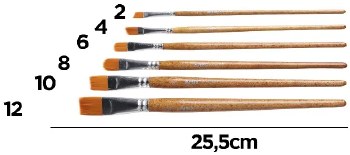 Additional picture of Artix Long Handle Flat Synthetic Fibre Mixed Media Brushes (Set 6)
