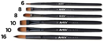 Additional picture of Artix Short Handle Synthetic Assorted Professional Brushes (Set 6)