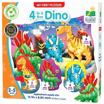 Additional picture of 4 Puzzles in a Box Dino (2,4,6 & 8 piece)