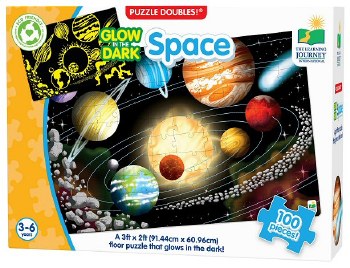 Additional picture of Puzzle Doubles Glow in the Dark - Space (100 piece)