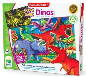 Additional picture of Puzzle Doubles Glow in the Dark - Dinos (100 piece)