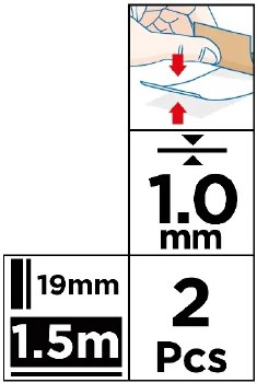 Additional picture of MP* Double-Sided White Foam Tape 1.0mm 19mm x 1.5M (Pack 2)