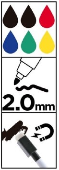 Additional picture of MP* Pupils Whiteboard Markers with Eraser Assorted  Strong Colours (Pack 6)