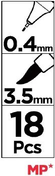Additional picture of Artix* Dual-Tip Brush Pens 0.4mm & 3.5mm (Pack 18)