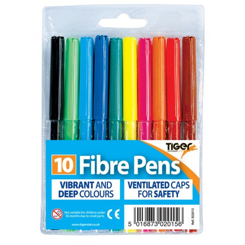Tiger Fibre Tip Markers (Pack 10)