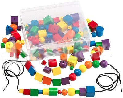 Wooden Attribute Lacing Beads (Tub 144 & Laces)