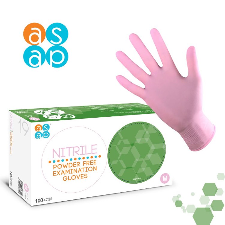 ASAP Pink Nitrile Gloves Med