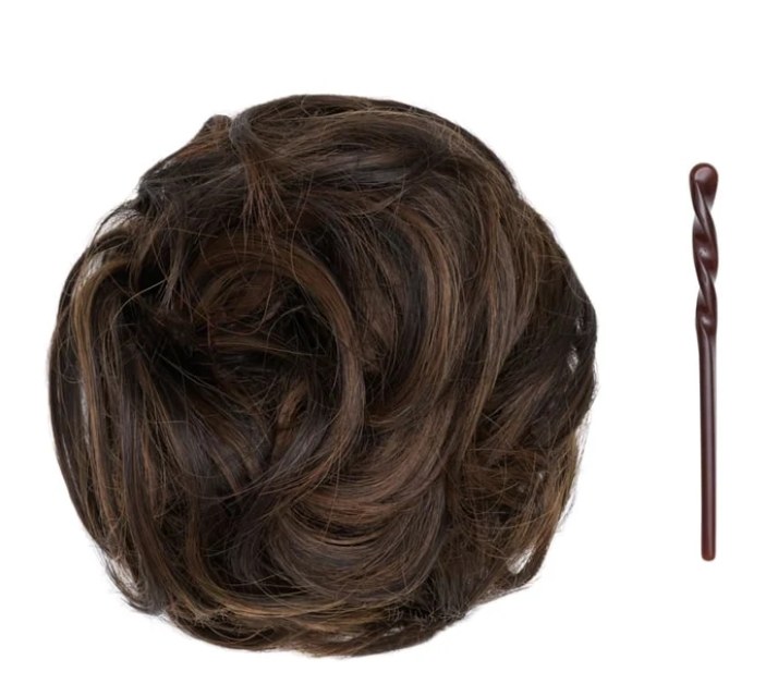Stranded Curly Hair Messy Bun Scrunchie - Colour #2/5 Azalea